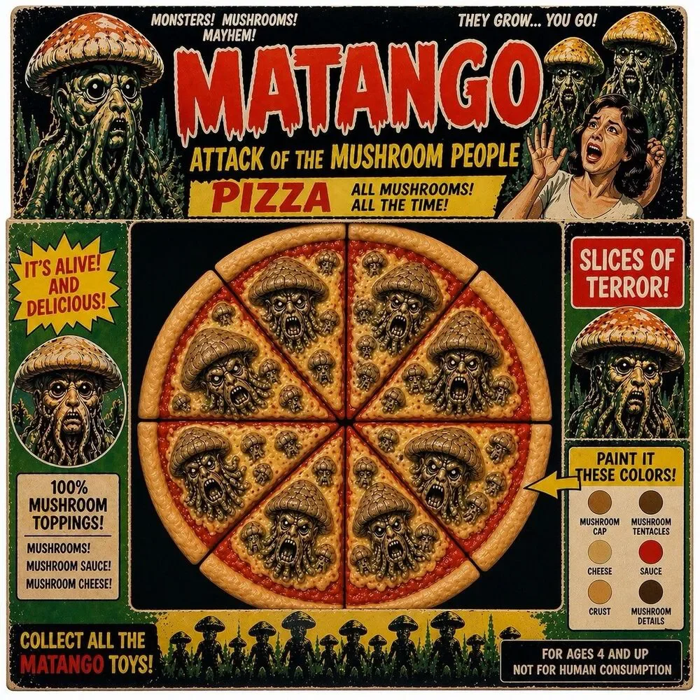 Matango Attack of The Mushroom People 5” Mushroom Pizza Paintable Toy Horrifying